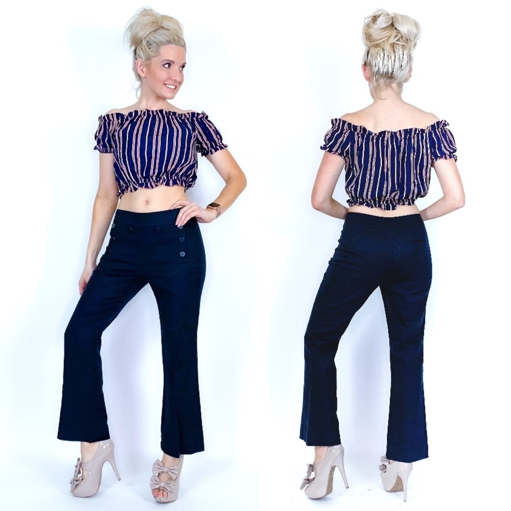 Blue Striped Crop Top - Picture 5 of 8